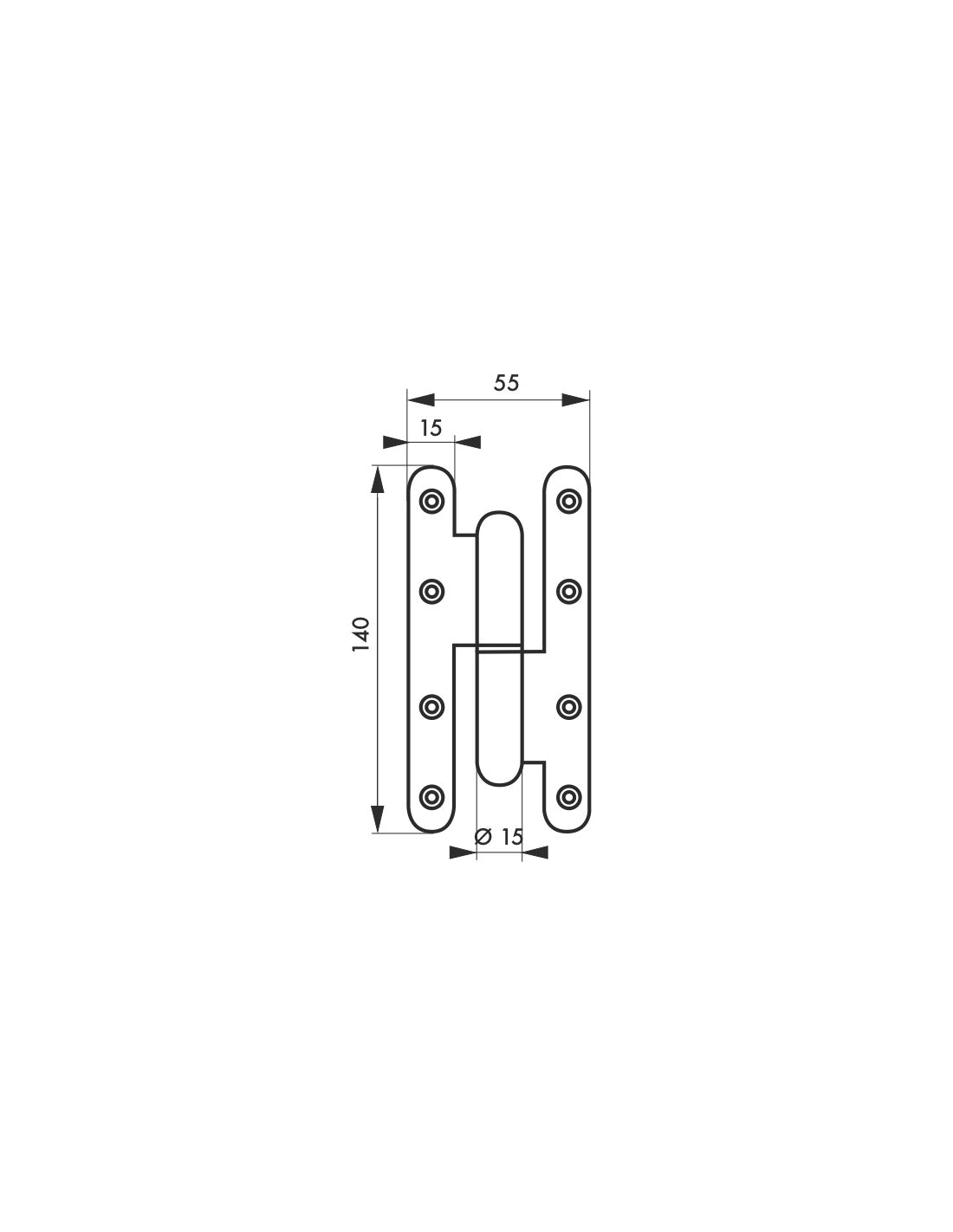 Cerniera per porta destra, 140x55mm, acciaio zincato - THIRARD