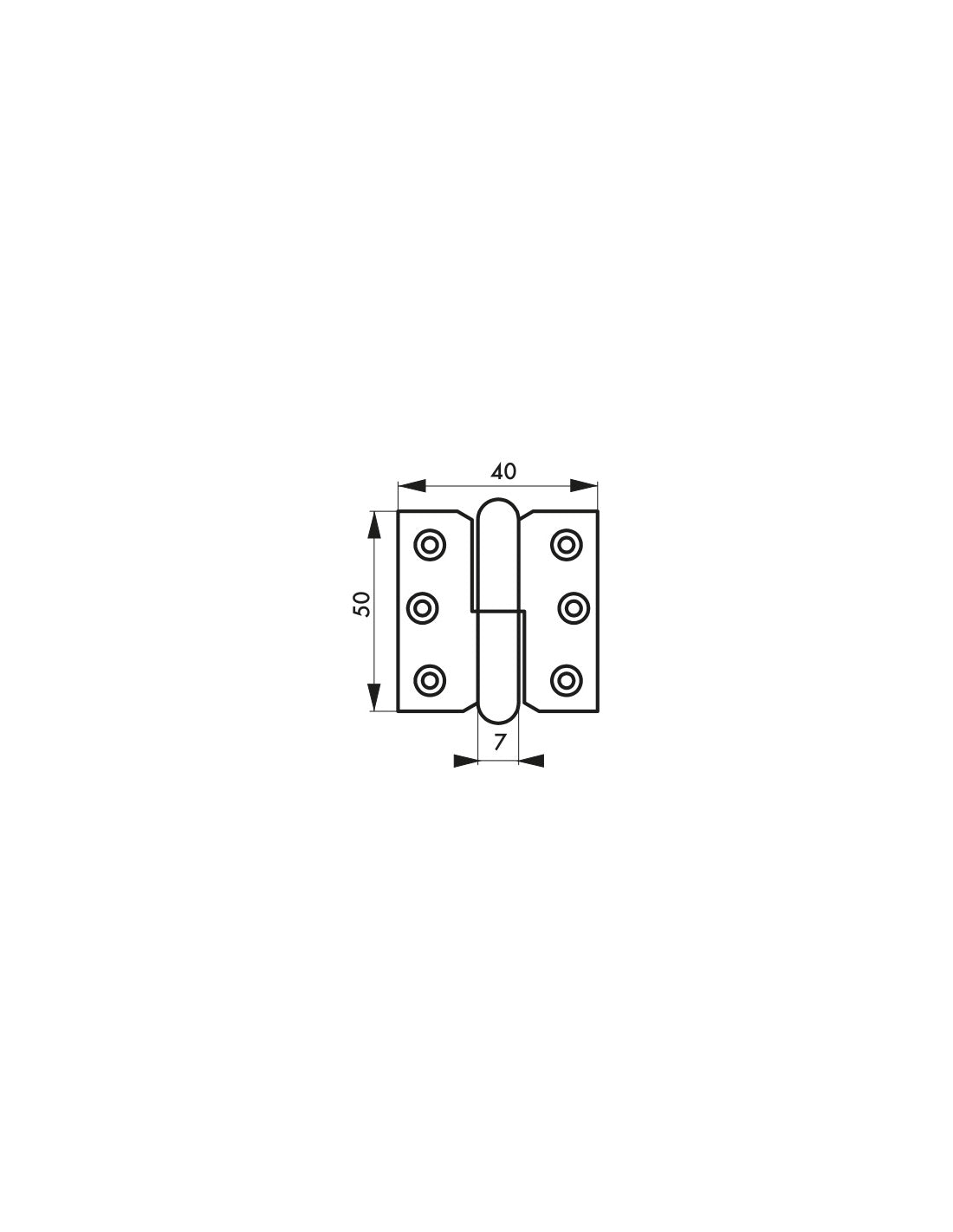 Cerniera per porta sinistra, 50x40mm, acciaio nichelato - THIRARD