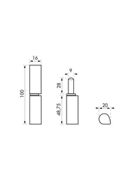 Cerniera da saldare per porta in metallo, acciaio INOX, 100mm, collare in ottone - THIRARD