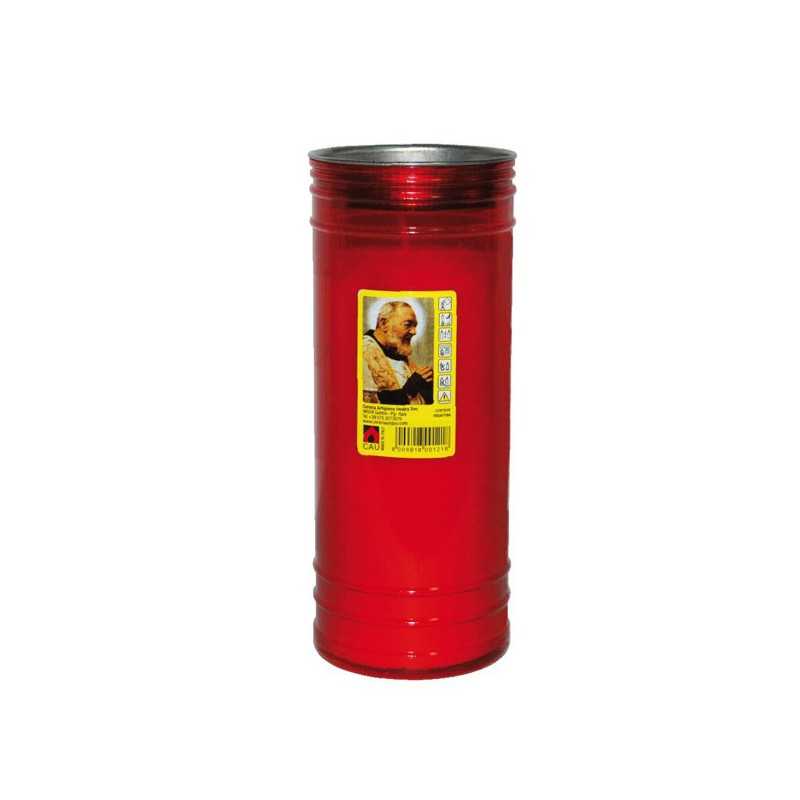 Cero Votivo Padre Pio Rosso Maxi 8X21
