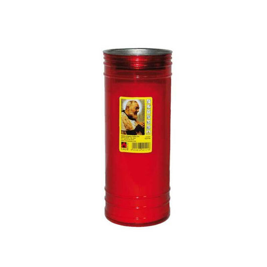 Cero Votivo Padre Pio Rosso Maxi 8X21
