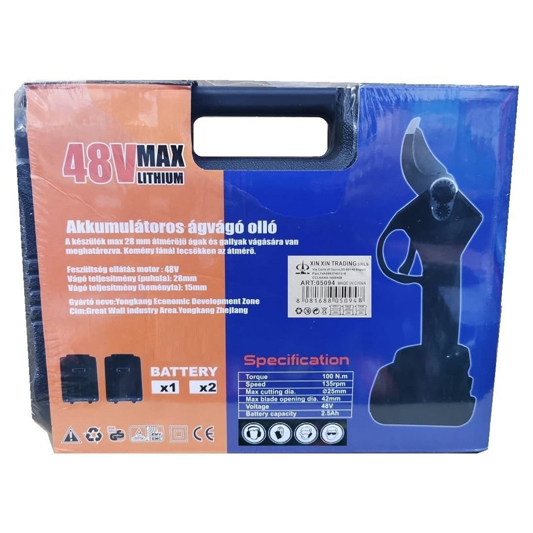 Trade Shop - Cesoia Elettrica Forbice 2 Batterie Da 48v Trincia Rami Professionale Senza Fili         