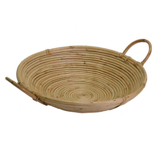 Cesta giunco naturale con manici tondo cm ø40xh10x40
