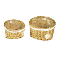 Cesta pensile vimini 1-2 lorraine con pizzo e fiore bianco cm 25x16h12/19