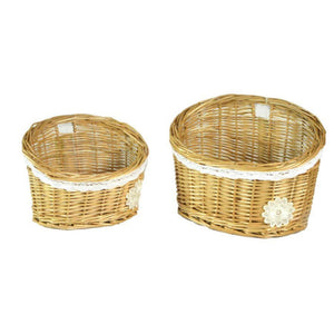Cesta pensile vimini 1-2 lorraine con pizzo e fiore bianco cm 25x16h12/19