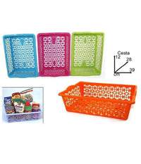 Cesta Rettangolare In Plastica 39x28x12cm Contenitore Recipiente Oggetti Bucato         