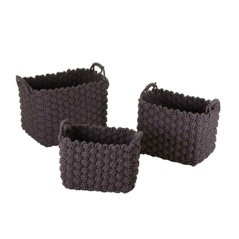 Cesta tessuto 1-3 crema blu rettangolare cm43x30h34