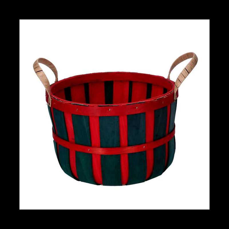 Cesta vimini 1-3 verde e rosso tondo cm ø28h18