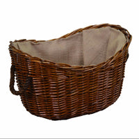 Cesta vimini fodera juta con manici corda marrone ovale cm59x43h28/36