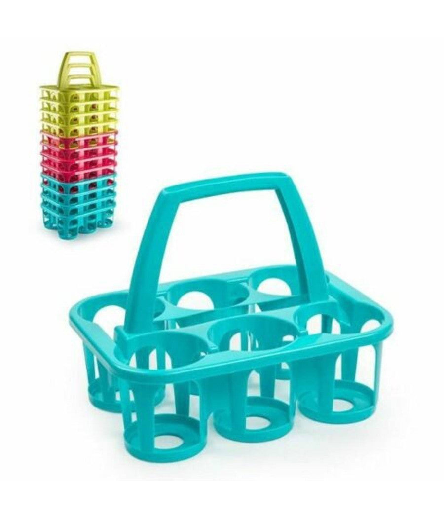 Cestello Cestino Portabottiglie Bottiglie 6 Posti In Plastica Colorato         
