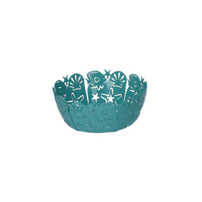 Cestina metallo cavalluccio verde acquatondo cm ø20h7