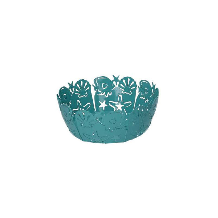 Cestina metallo cavalluccio verde acquatondo cm ø20h7