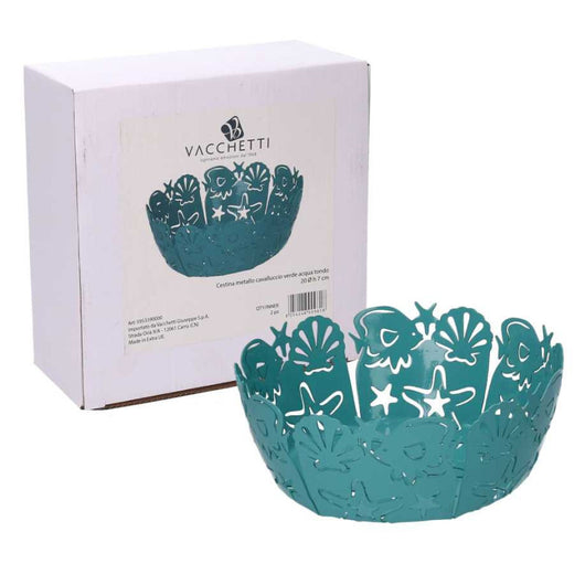 Cestina metallo cavalluccio verde acquatondo cm ø20h7