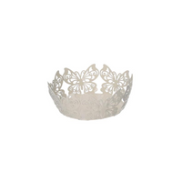 Cestina metallo farfalla crema tondo cm ø20h7