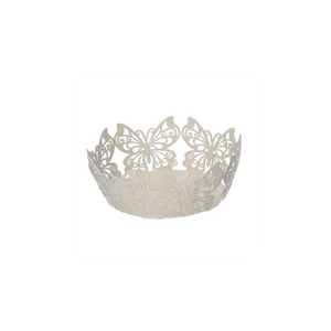 Cestina metallo farfalla crema tondo cm ø20h7