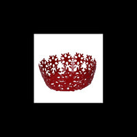 Cestina metallo fiocco neve rosso tondocm ø20h7