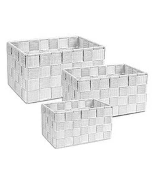Cestini Tessuto 3 Scatole Organizer Bagno Porta Oggetti Bagnoschiuma Makeup  Bianco       