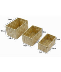 Cestini Tessuto 3 Scatole Organizer Portaoggetti Bagnoschiuma Makeup Beige Scuro         