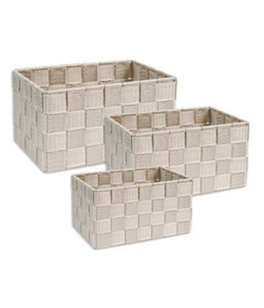 Cestini Tessuto 3scatole Organizer Portaoggetti Bagnoschiuma Makeup Beige Chiaro         