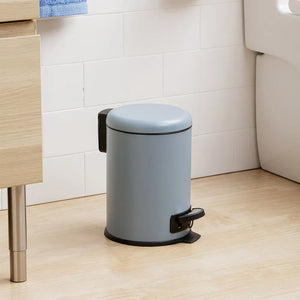 Cestino bagno con pedale in acciaio inox azzurro polvere 3L e secchio interno estraibile