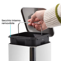 Cestino bagno cromato 3lt apertura a pedale e secchio removibile