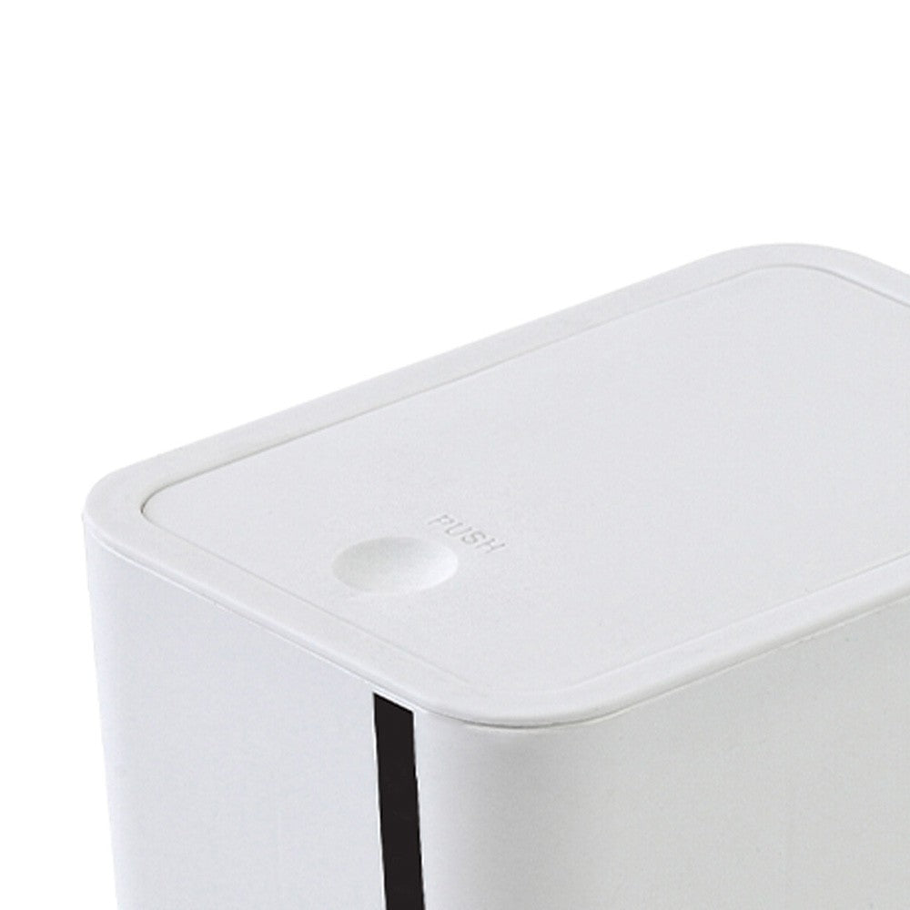 Cestino bagno da 8 litri in plastica bianca con coperchio Push