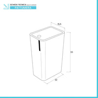 Cestino bagno da 8 litri in plastica bianca con coperchio Push