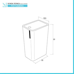 Cestino bagno da 8 litri in plastica bianca con coperchio Push