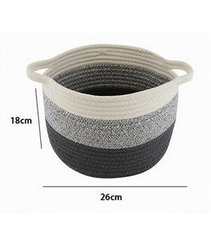 Cestino Cesto In Tessuto Corda Intrecciato Porta Oggetti Rotondo 26x18 Cm 10650         