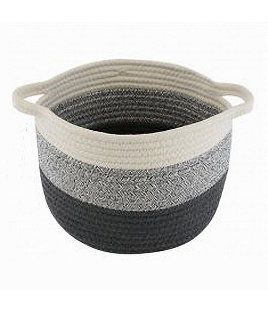 Cestino Cesto In Tessuto Corda Intrecciato Porta Oggetti Rotondo 26x18 Cm 10650         