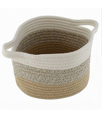 Cestino Cesto In Tessuto Di Corda Intrecciato Porta Oggetti Tondo 21x15 Cm 10646         