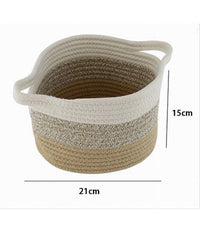 Cestino Cesto In Tessuto Di Corda Intrecciato Porta Oggetti Tondo 21x15 Cm 10646         