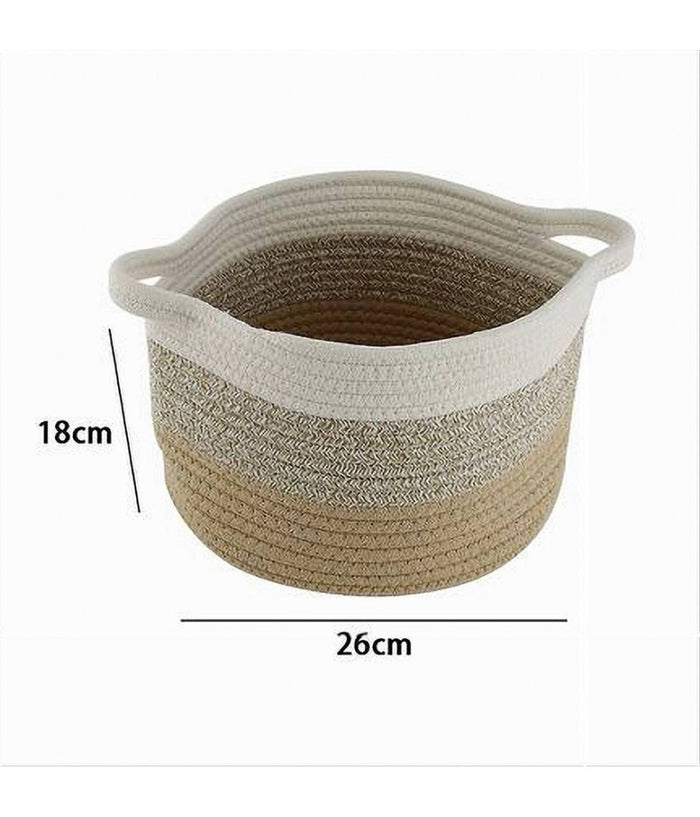 Cestino Cesto In Tessuto Di Corda Intrecciato Porta Oggetti Tondo 26x18cm 10647         