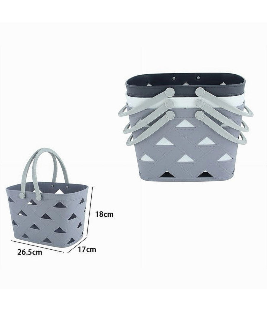 Cestino Cesto Portatutto Oggetti Con Manici 26.5x18x17cm Multiuso Assortiti 10721         