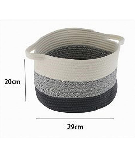 Cestino Cesto Tessuto Corda Intrecciato Porta Oggetti Rotondo 29 X 20 Cm 10651         