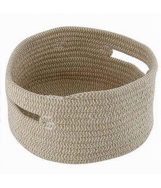 Cestino Con Manici Portaoggetti Cesto Tessuto Intrecciato Rotondo 24x11 Cm 10636         