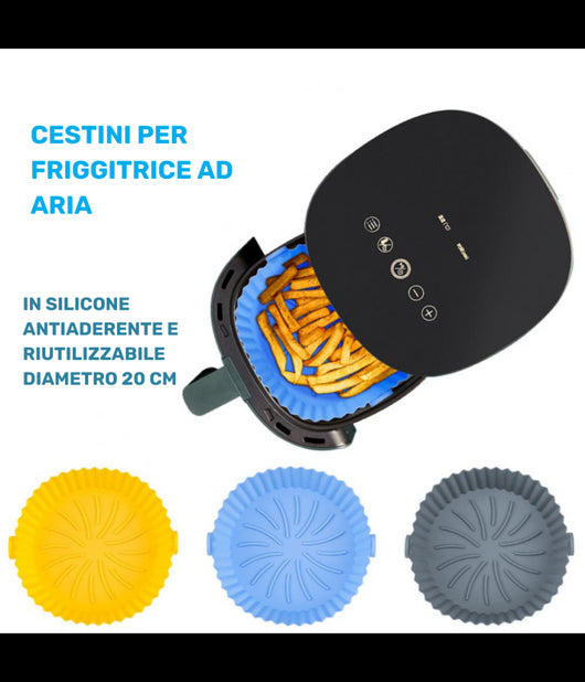 Cestino In Silicone Friggitrice Ad Aria Teglia Riutilizzabile Antiaderente 20cm         