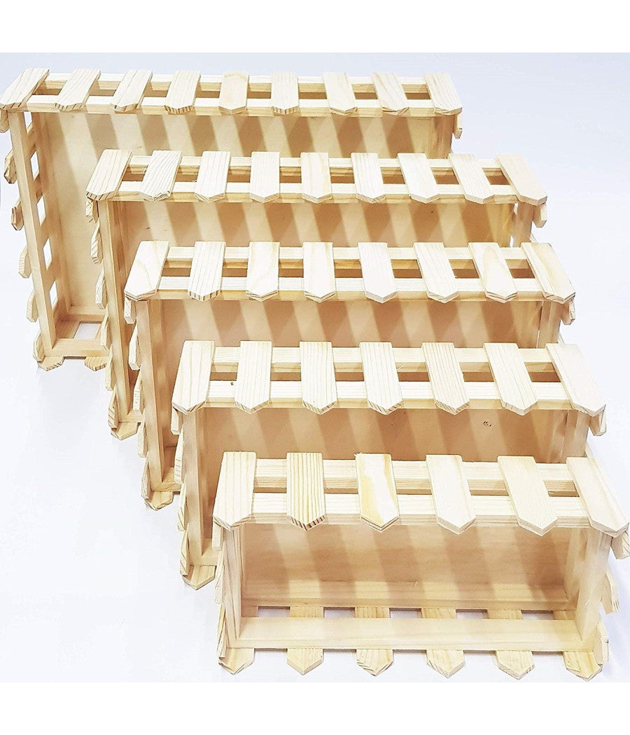 Cestino Legno 5 Pezzi  64893 Matrioska Rettangolare Cassetta Portaoggetti         