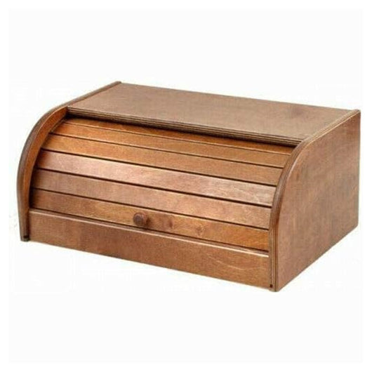 Trade Shop - Cestino Pane In Legno Con Serratura In Noce Scura Di Betulla Durevole 39x25xh17 Cm -