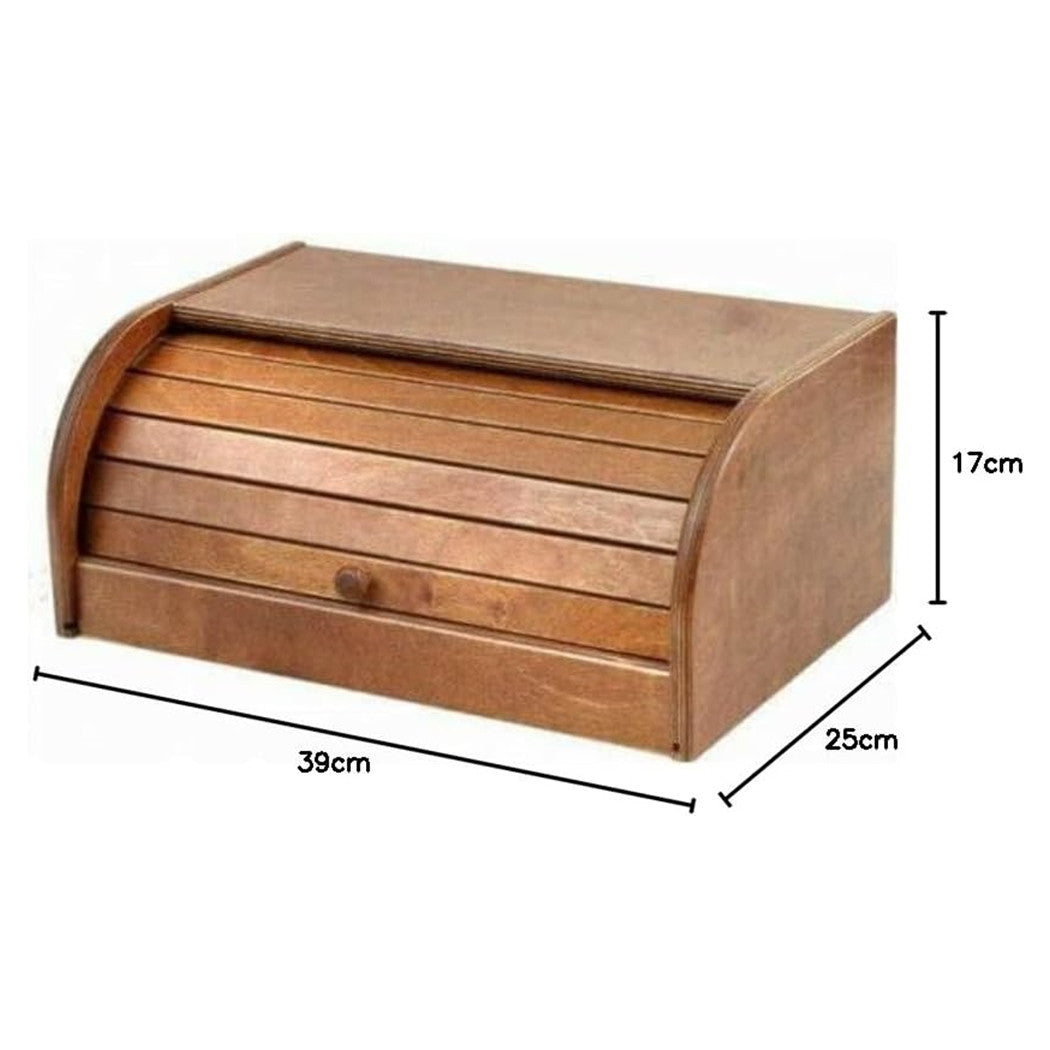 Trade Shop - Cestino Pane In Legno Con Serratura In Noce Scura Di Betulla Durevole 39x25xh17 Cm -
