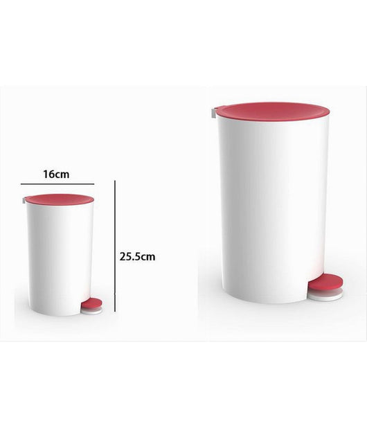 Cestino Pattumiera A Pedale Arredo Bagno Bianco Rosso Plastica Accessorio 69934         