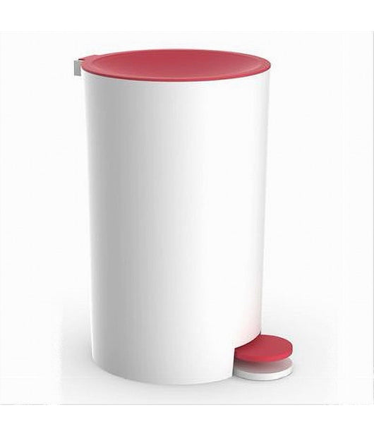 Cestino Pattumiera A Pedale Arredo Bagno Bianco Rosso Plastica Accessorio 69934         