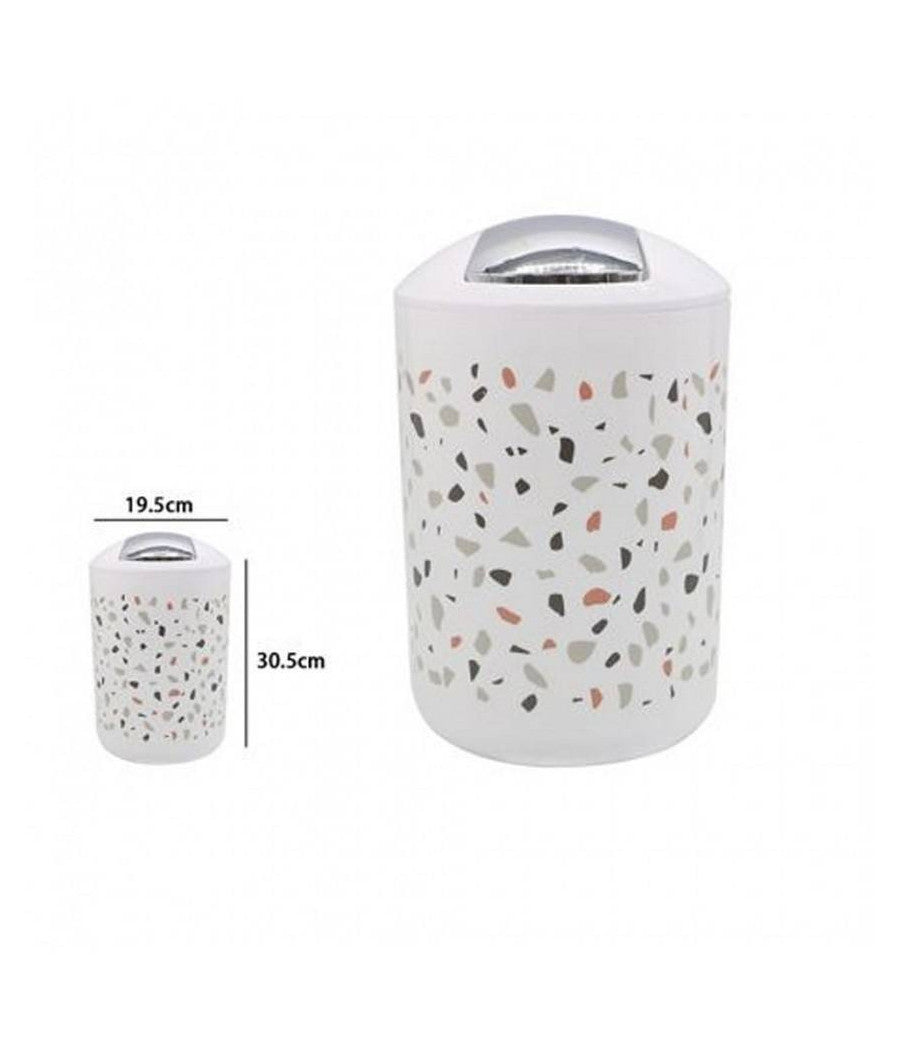 Cestino Pattumiera Arredo Bagno Graniglia Bianco Multicolore 19.5x30.5 Cm 69844         