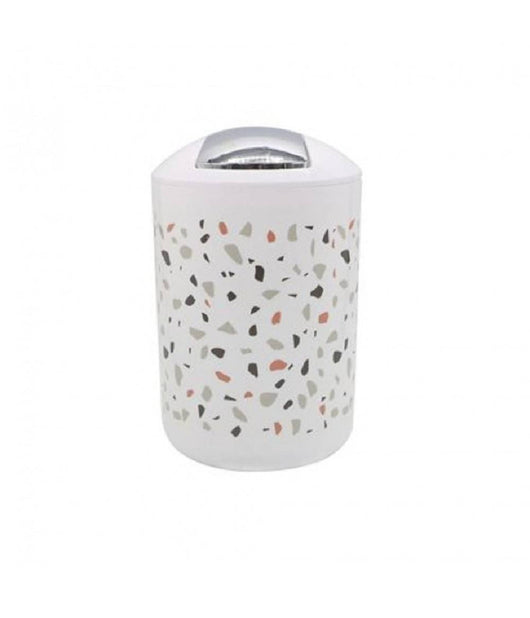 Cestino Pattumiera Arredo Bagno Graniglia Bianco Multicolore 19.5x30.5 Cm 69844         