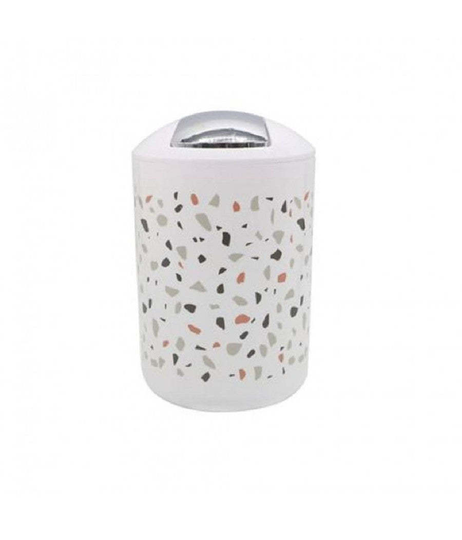 Cestino Pattumiera Arredo Bagno Graniglia Bianco Multicolore 19.5x30.5 Cm 69844         