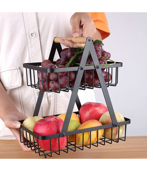 Cestino Per Frutta Pane Snack Verdura Alzatina Portatutto 2 Ripiani Contenitore         