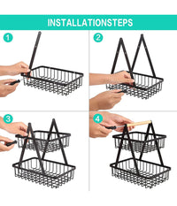 Cestino Per Frutta Pane Snack Verdura Alzatina Portatutto 2 Ripiani Contenitore         