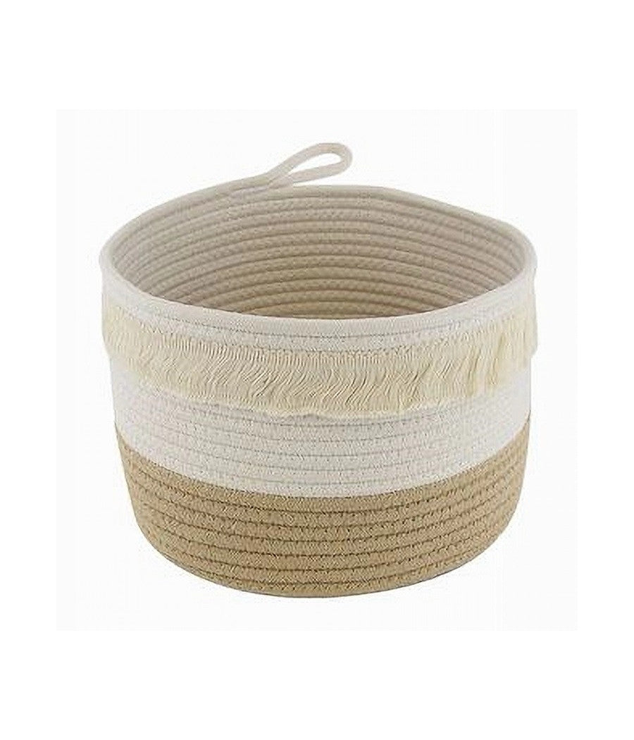 Cestino Porta Biancheria Oggetti Corda Intrecciata Cesto Organizer 26x18cm 10652         