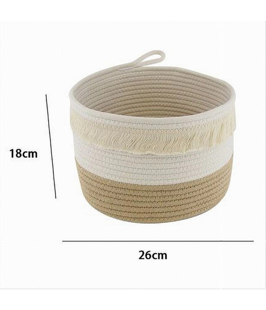 Cestino Porta Biancheria Oggetti Corda Intrecciata Cesto Organizer 26x18cm 10652         