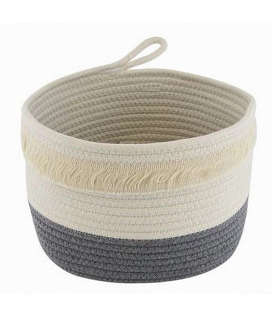 Cestino Porta Biancheria Oggetti Corda Intrecciata Cesto Organizer 26x18cm 10655         